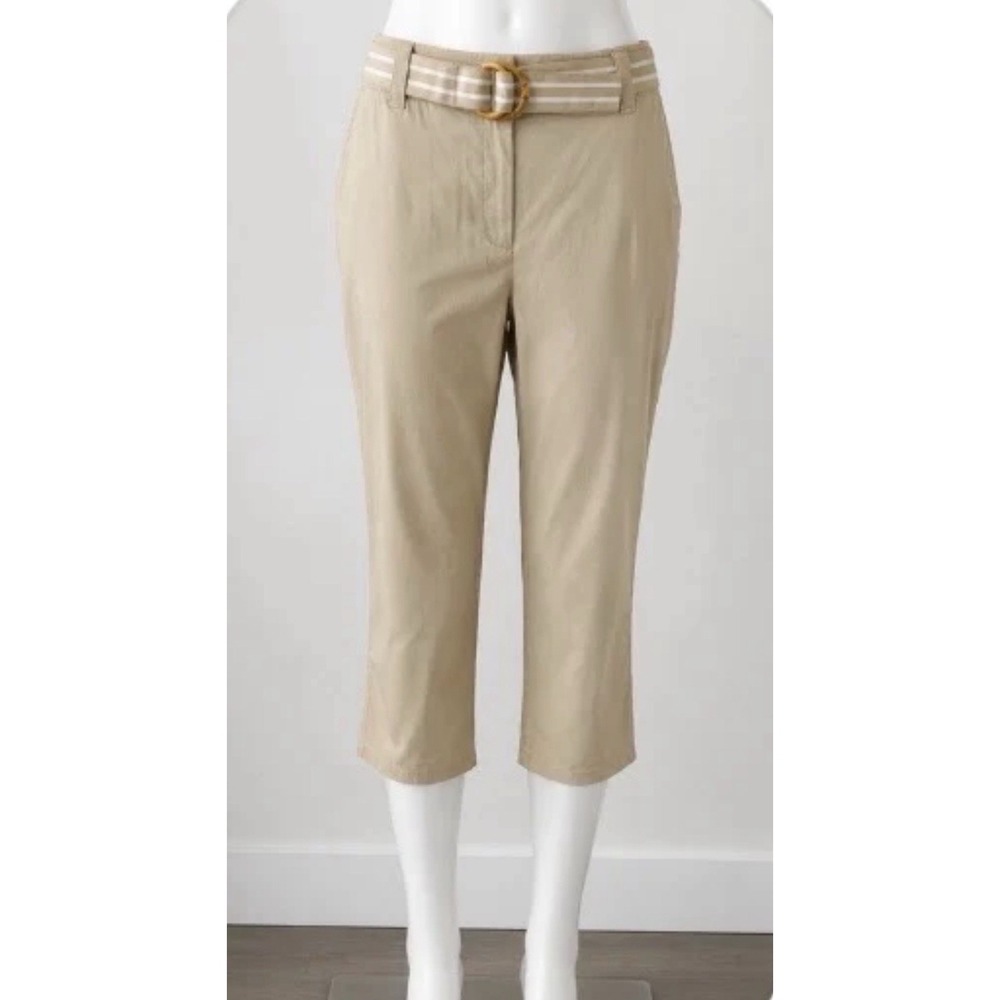 New Sz  8 Charter Club Belted Beige Cropped Pants #998*12JFT
